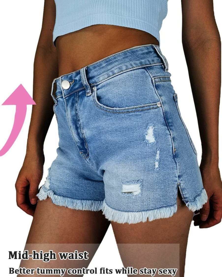 FEELNINE Shorts | Jean Shorts Women High Waisted Ripped Frayed Raw Hem Summer Denim Shorts